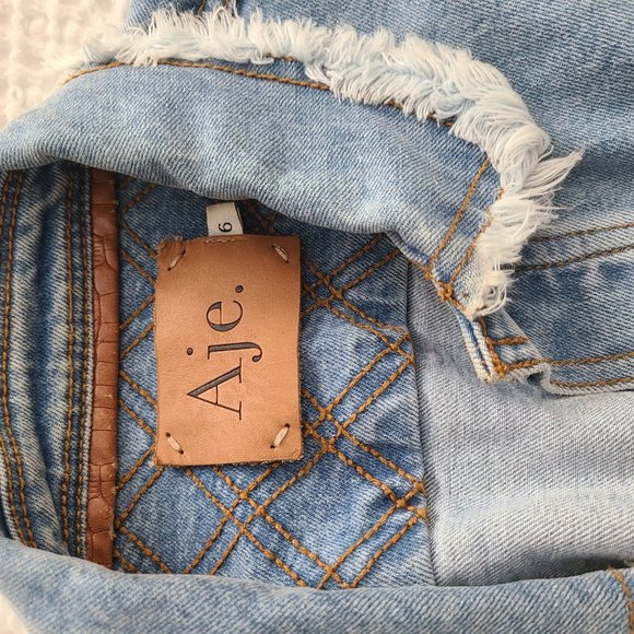 Aje Blue Denim Jacket with White Lace-Up Detail - Picture 7 of 7